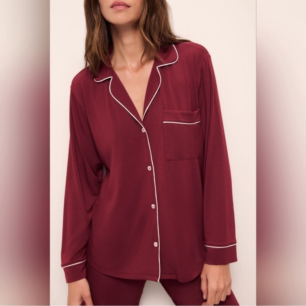 Eberjey Gisele Maroon Pajama Top Long Sleeve Size XS